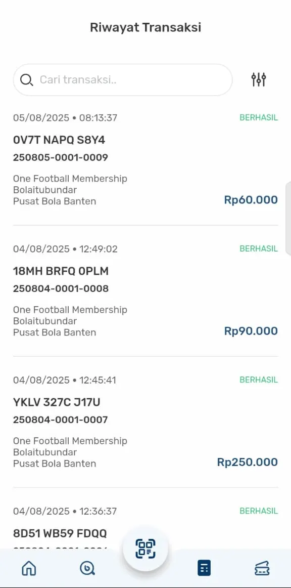 Riwayat Transaksi Bliss
